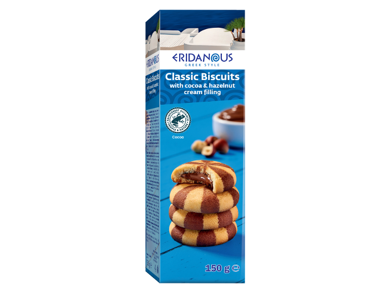 Klasični keksi s kremom od kakaa i lješnjaka, grčki stil, 150 g.