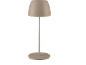 Pješčana stolna lampa s okruglim sjenilom i postoljem.