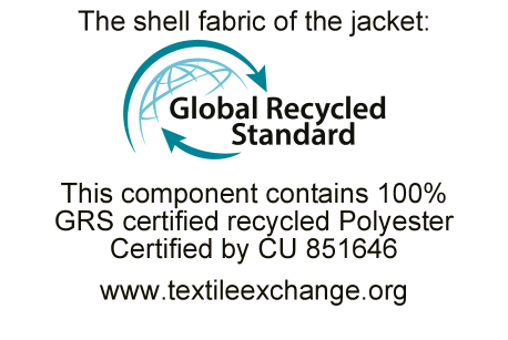Vanjska tkanina jakne: Global Recycled Standard. Sadrži 100% GRS certificiranog recikliranog poliestera, certificirano od CU 851646. www.textileexchange.org
