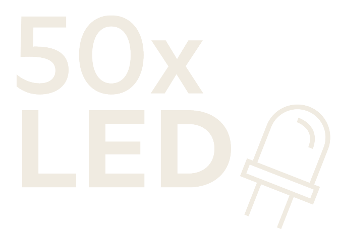 Oznaka 50x LED s ikonom LED žarulje.