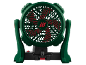 Zeleno-crni baterijski ventilator s crvenim lopaticama