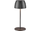 Tamnosiva bežična stolna lampa s okruglom bazom i sjenilom u obliku kupole.