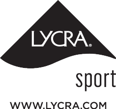 Crni logotip s riječju „LYCRA“ i „sport“ te web adresom.