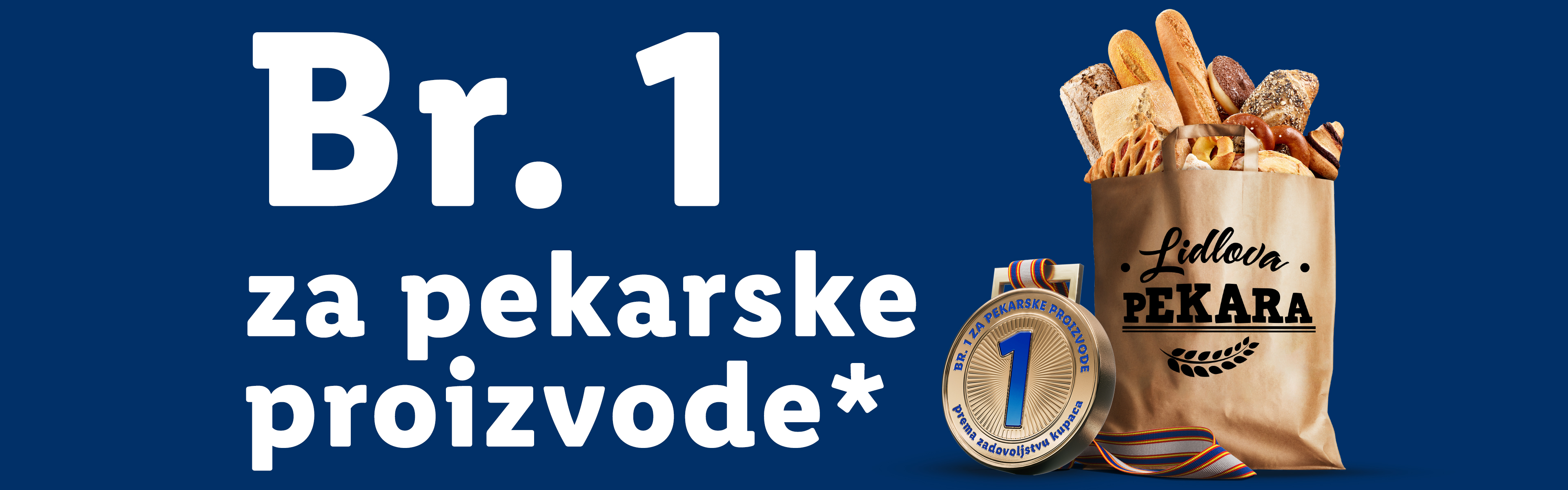 Lidlova Pekara: medalja br. 1 za pekarske proizvode, puna papirnata vrećica peciva.
