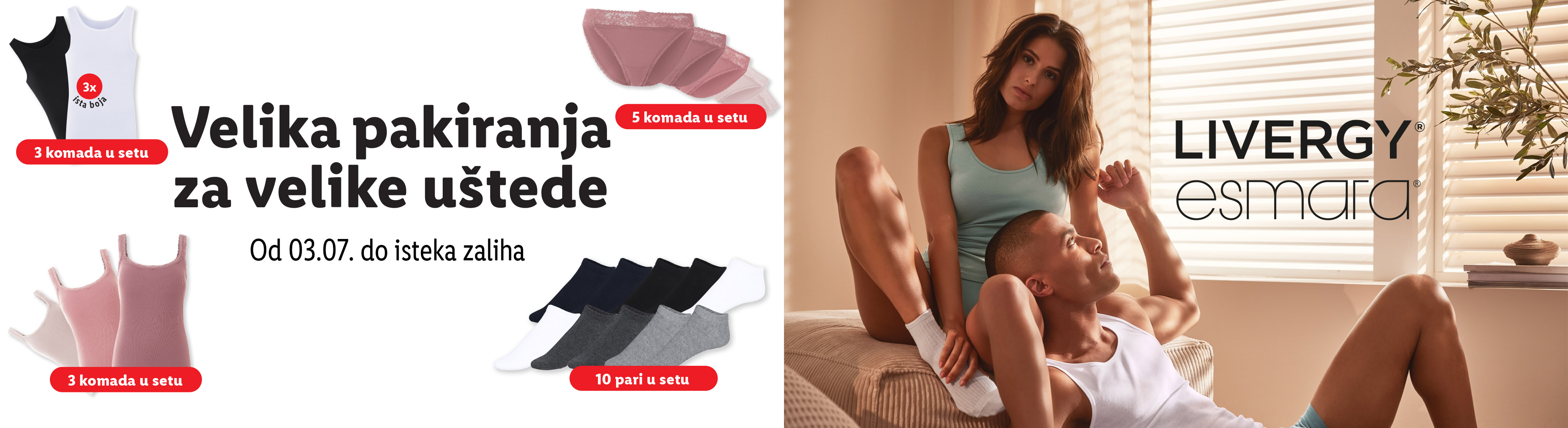 LIVERGY i esmara donje rublje u velikim pakiranjima za velike uštede.