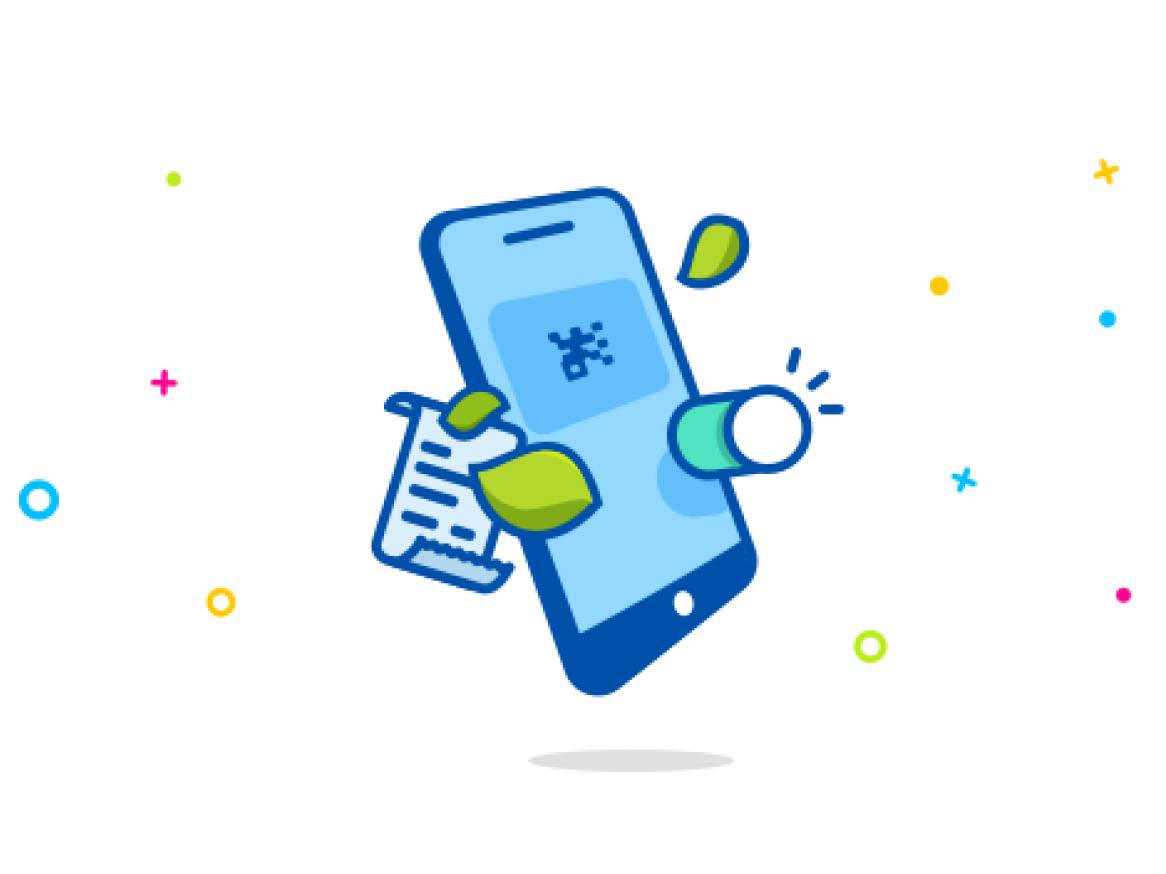 Pametni telefon s QR kodom, računom i prekidačem za uključivanje/isključivanje.