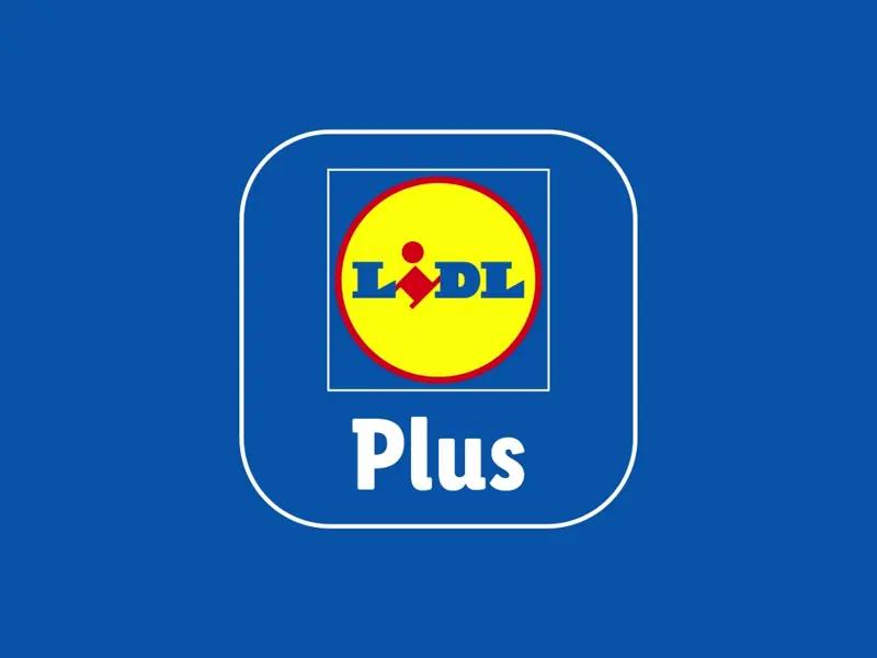 Lidl Plus aplikacija s logotipom Lidla na plavoj pozadini.