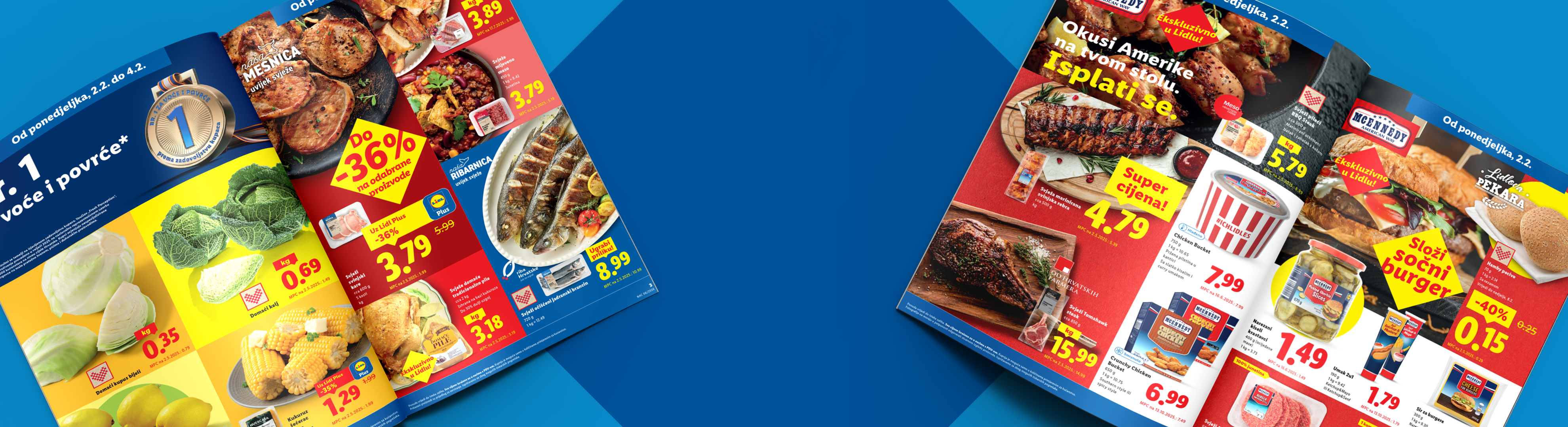 Lidl katalog s ponudom svježeg mesa, ribe, voća i povrća te američkih specijaliteta.