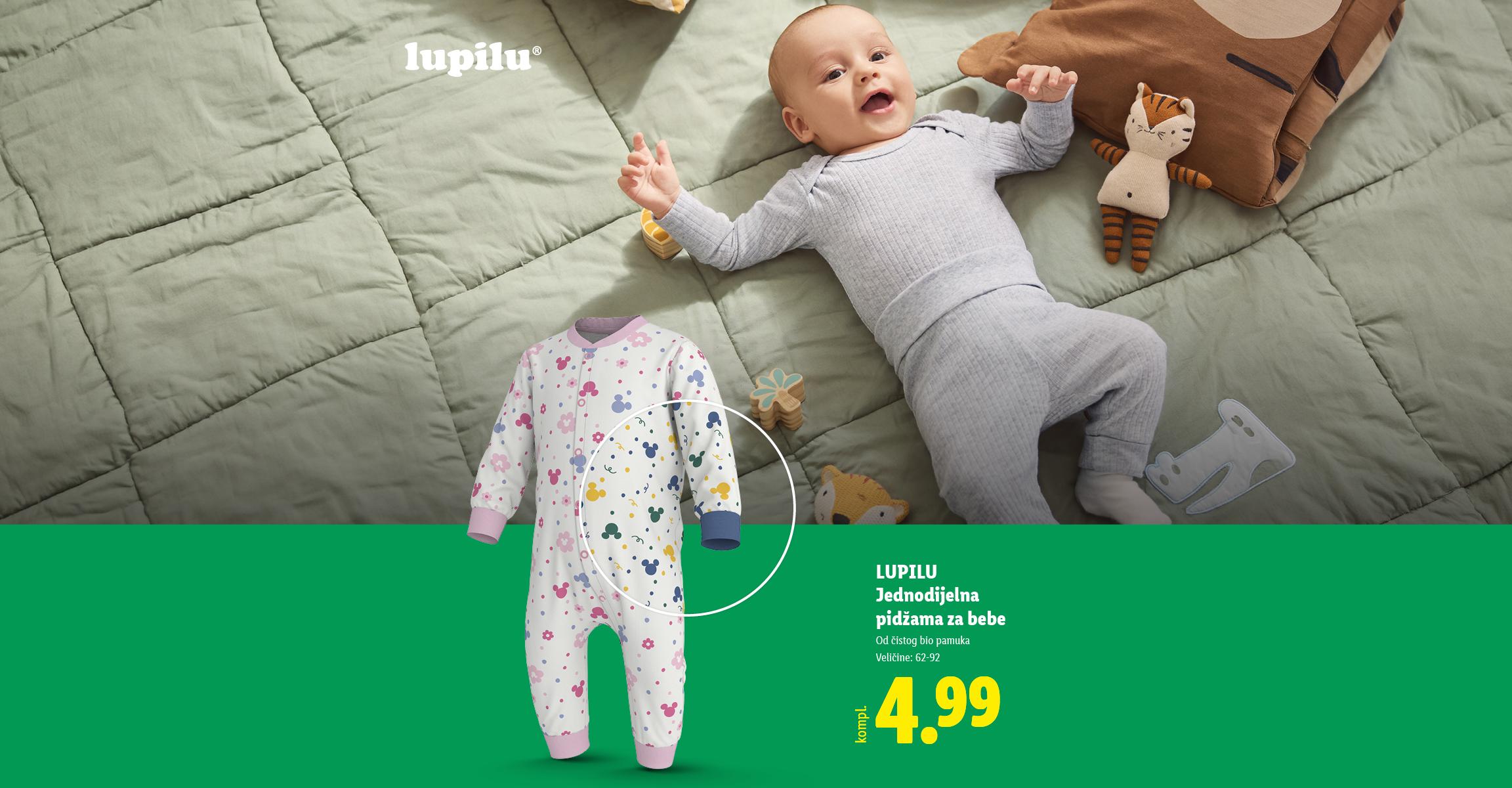 Jednodijelna pidžama za bebe od čistog bio pamuka s motivima Mickey Mousea