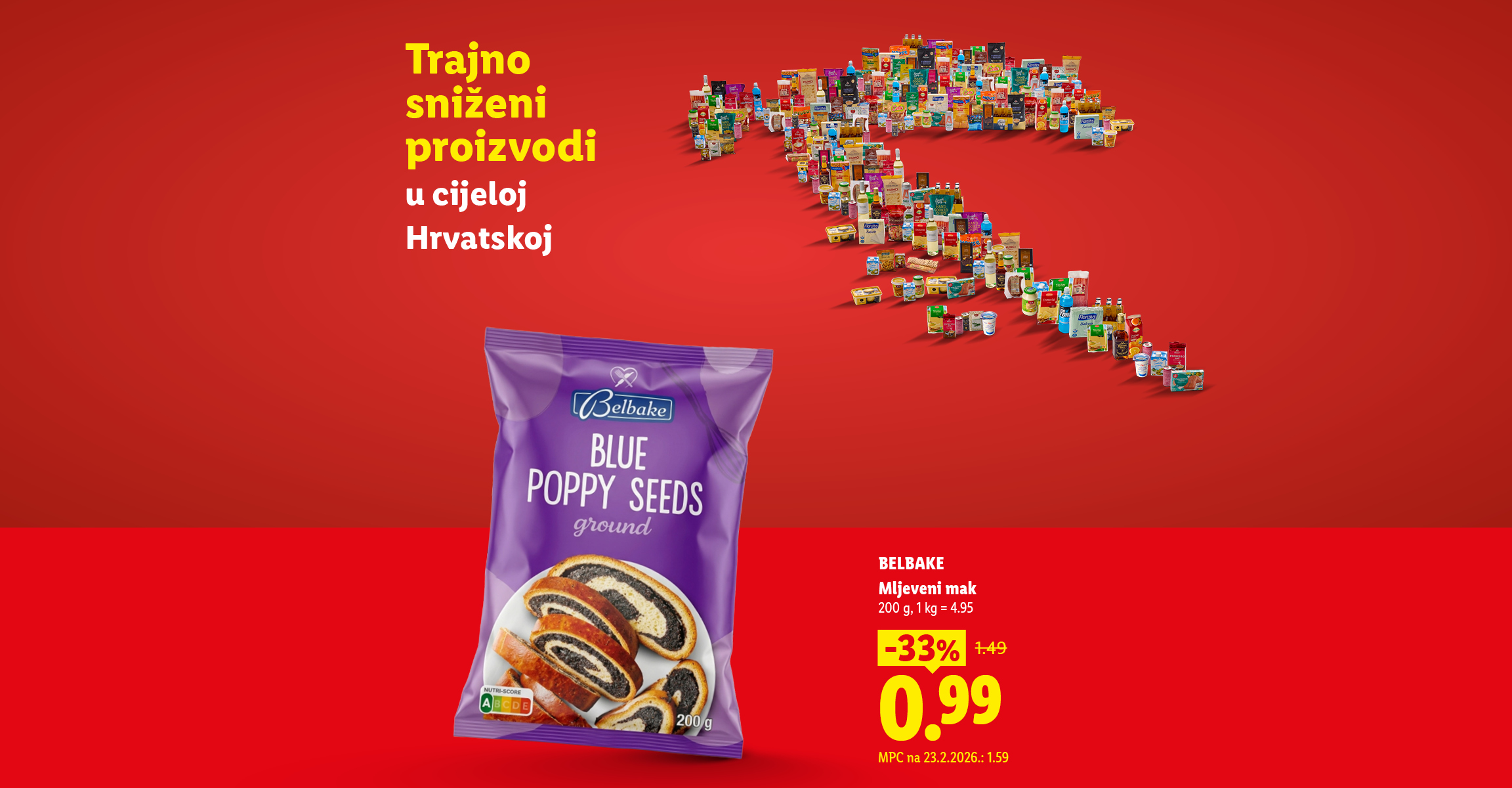 Mljeveni mak na trajnom sniženju u sklopu posebne ponude.