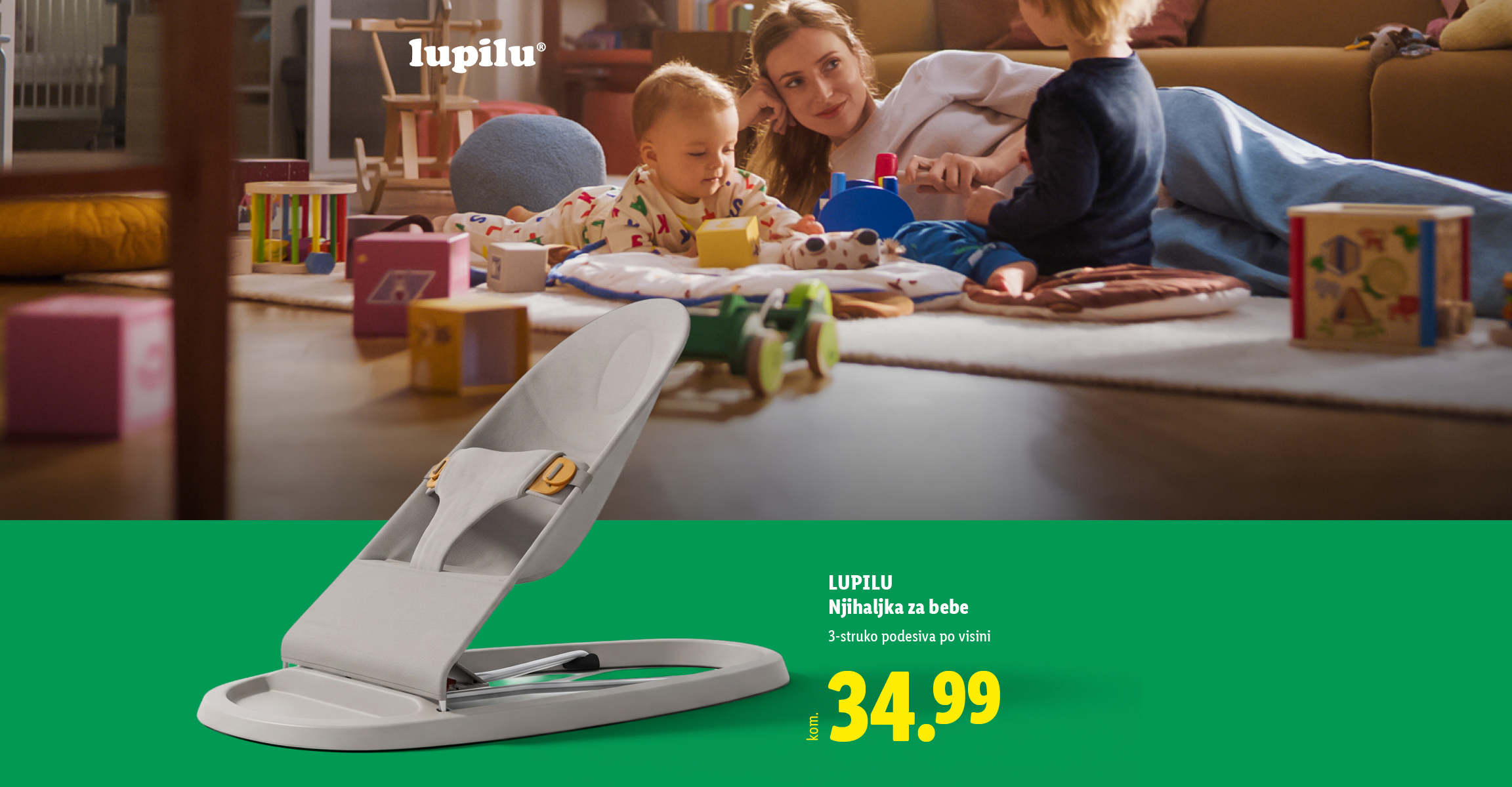 Lupilu njihaljka za bebe, 3-struko podesiva po visini, po cijeni od 34.99 eura po komadu