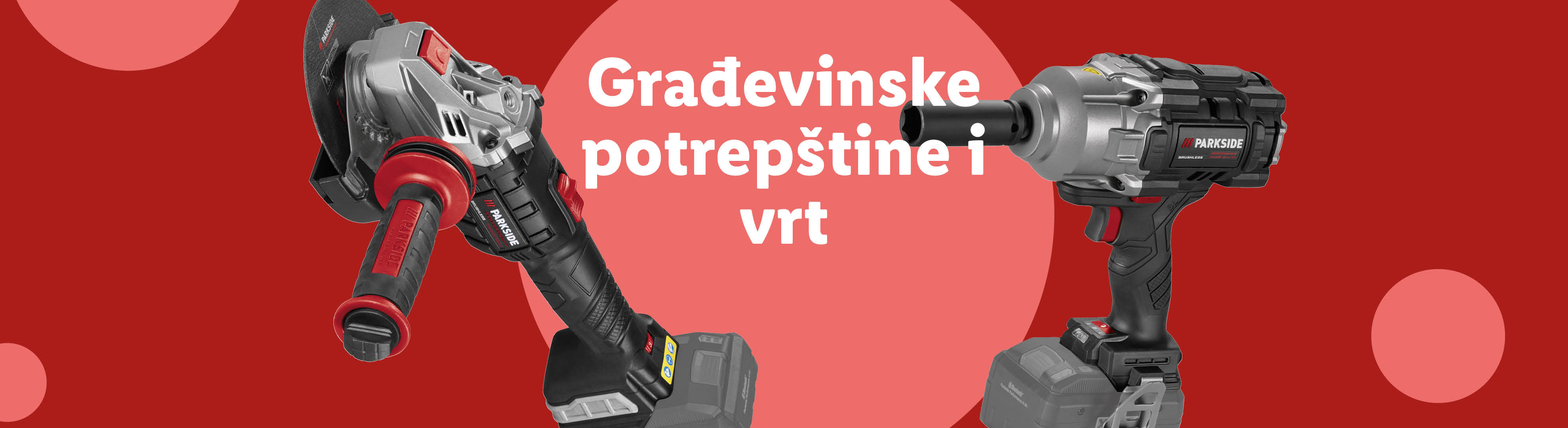 Parkside kutna brusilica i udarni odvijač za građevinske potrepštine i vrt.