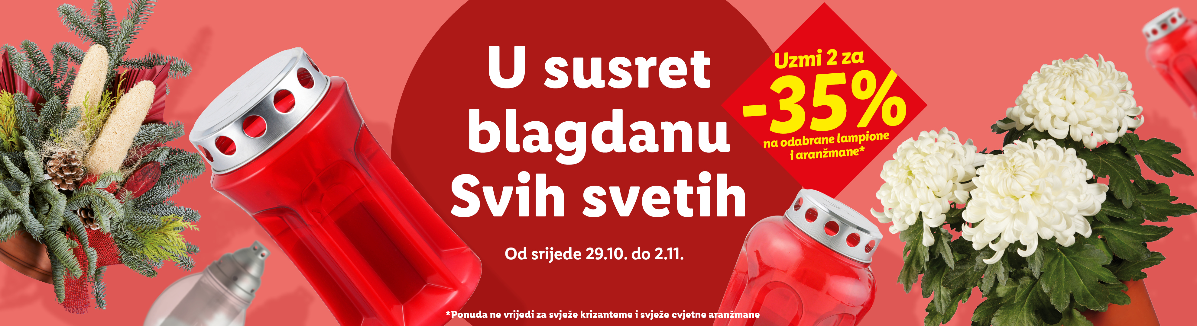 Promocija za blagdan Svih svetih: 35% popusta na lampione i aranžmane, od 29.10. do 2.11.