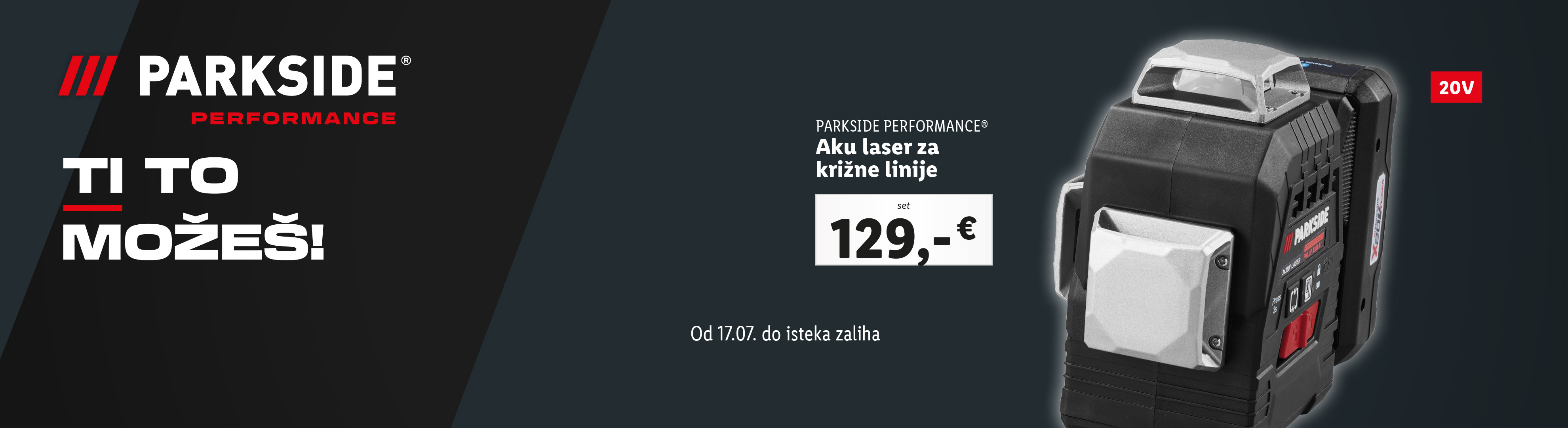 Parkside Performance aku laser za križne linije, 129€.