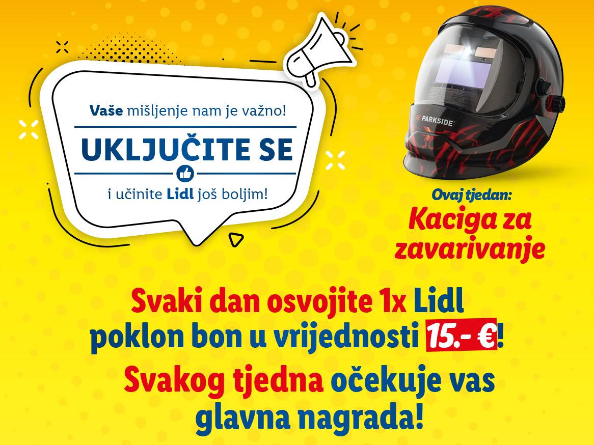 Lidl nagradna igra: osvojite Parkside kacigu za zavarivanje i Lidl poklon bonove.