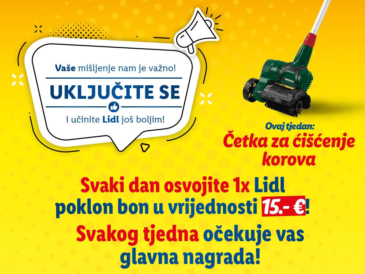 Lidl nagradna igra: osvojite poklon bon ili glavnu nagradu - Parkside četku za čišćenje korova.