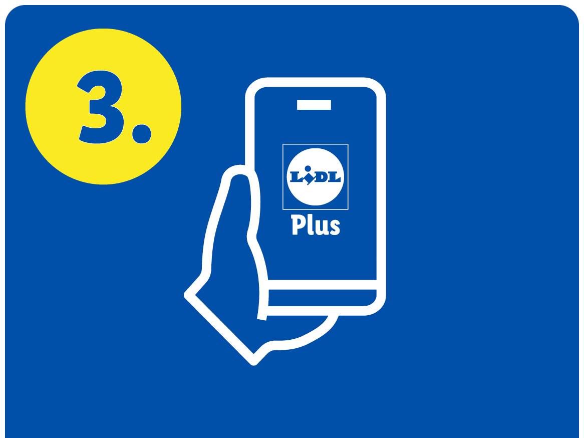 Ikona s brojem 3 i rukom koja drži pametni telefon s aplikacijom Plus.