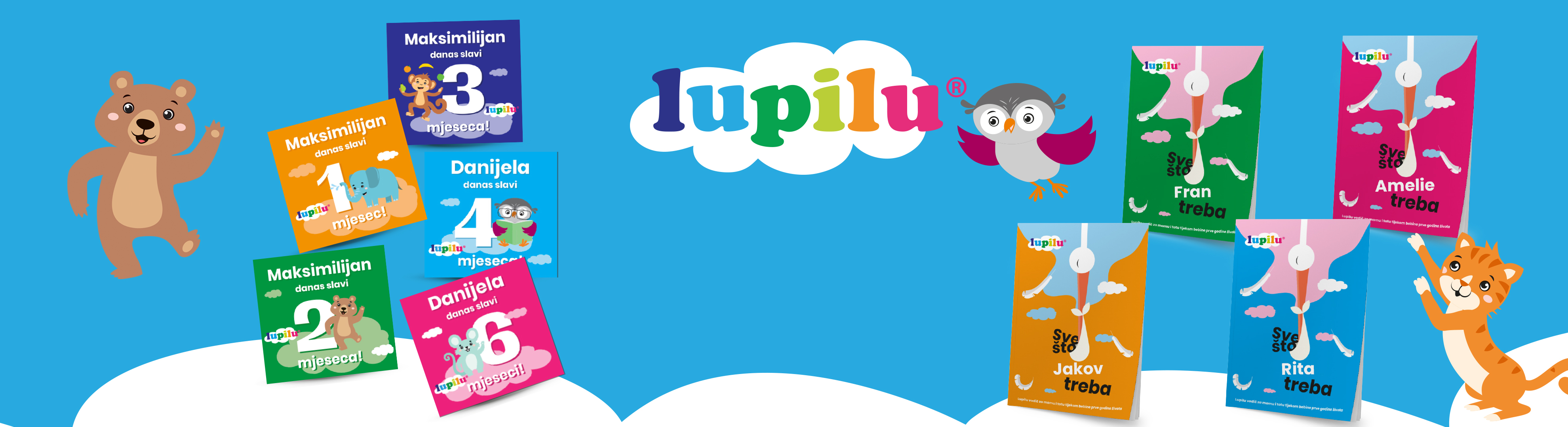 Dječje kartice za obilježavanje mjeseci i knjige za roditelje s imenima djece.