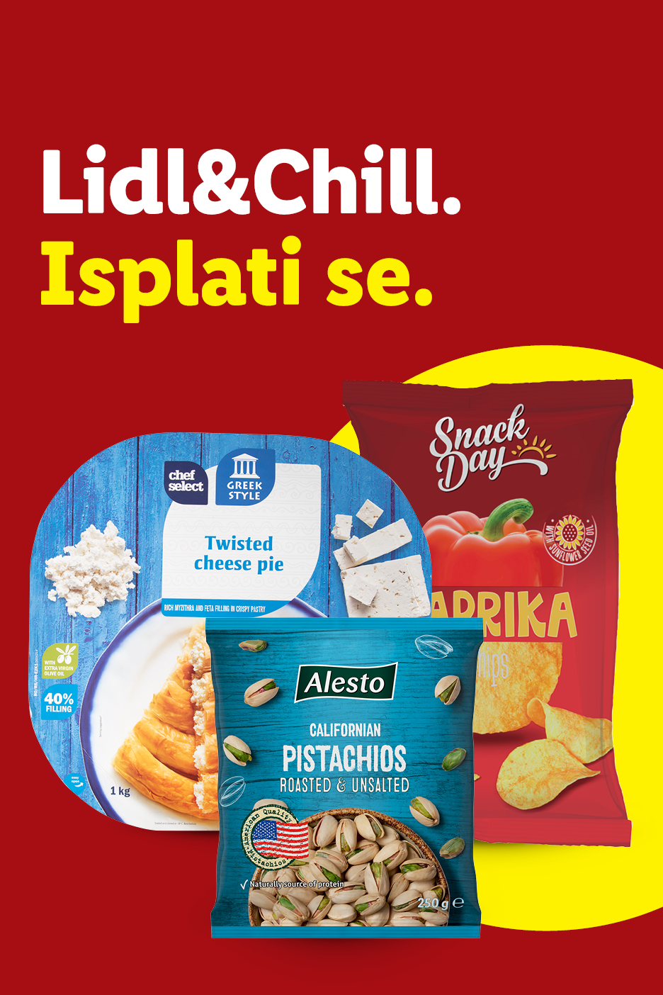 Lidl&Chill: Uživajte uz grčku pitu sa sirom, pistacije i čips s paprikom.