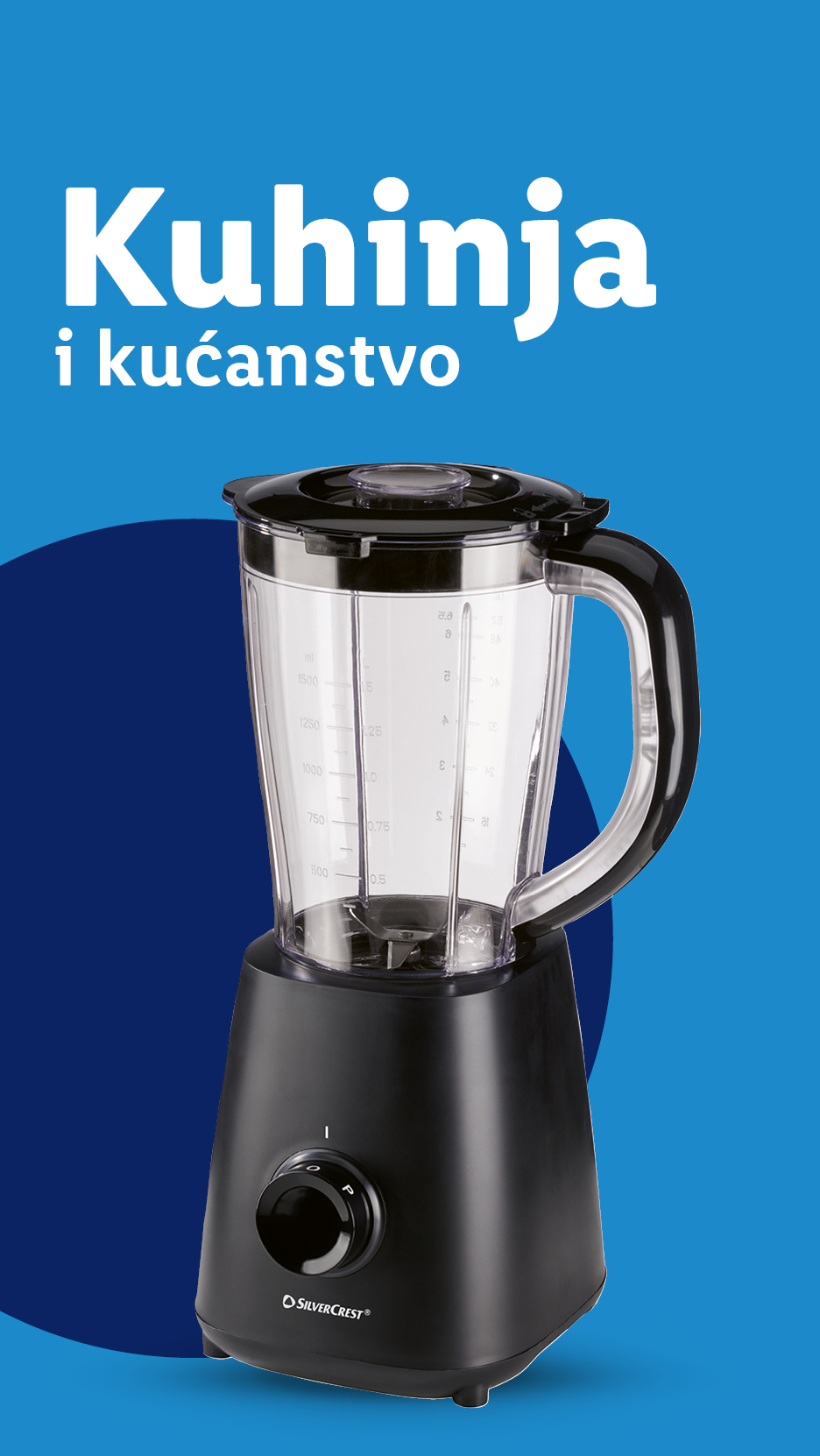 Kuhinja i kućanstvo: Silvercrest blender na plavoj pozadini.