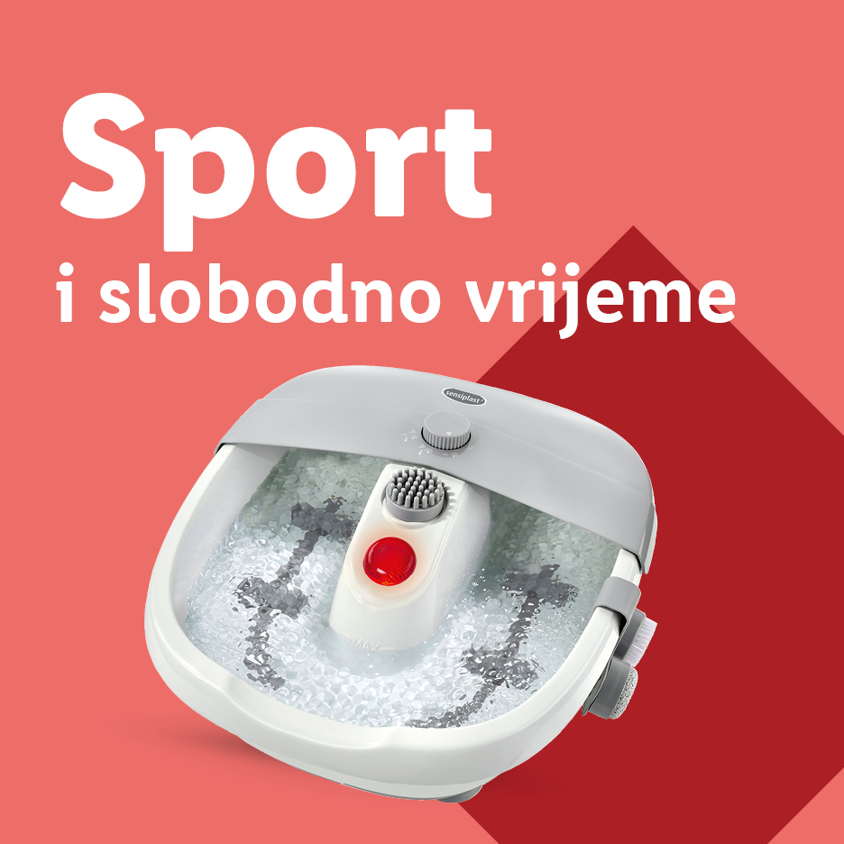 Uređaj za masažu stopala s mjehurićima i tekstom 'Sport i slobodno vrijeme'.