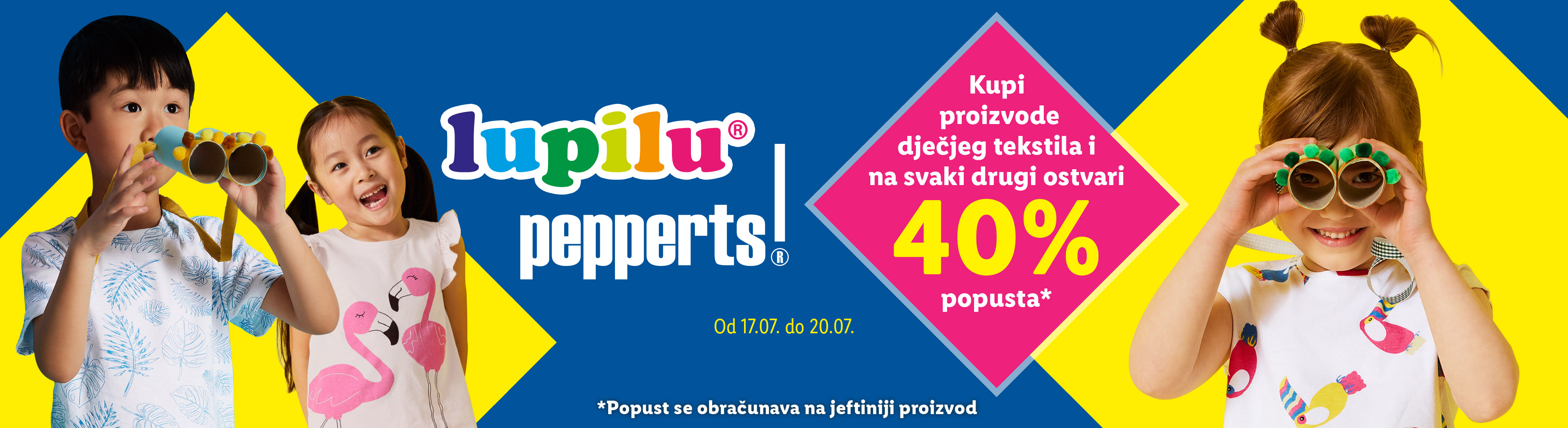 Lupilu i Pepperts nude 40% popusta na dječji tekstil i ostale proizvode od 17. do 20. srpnja.