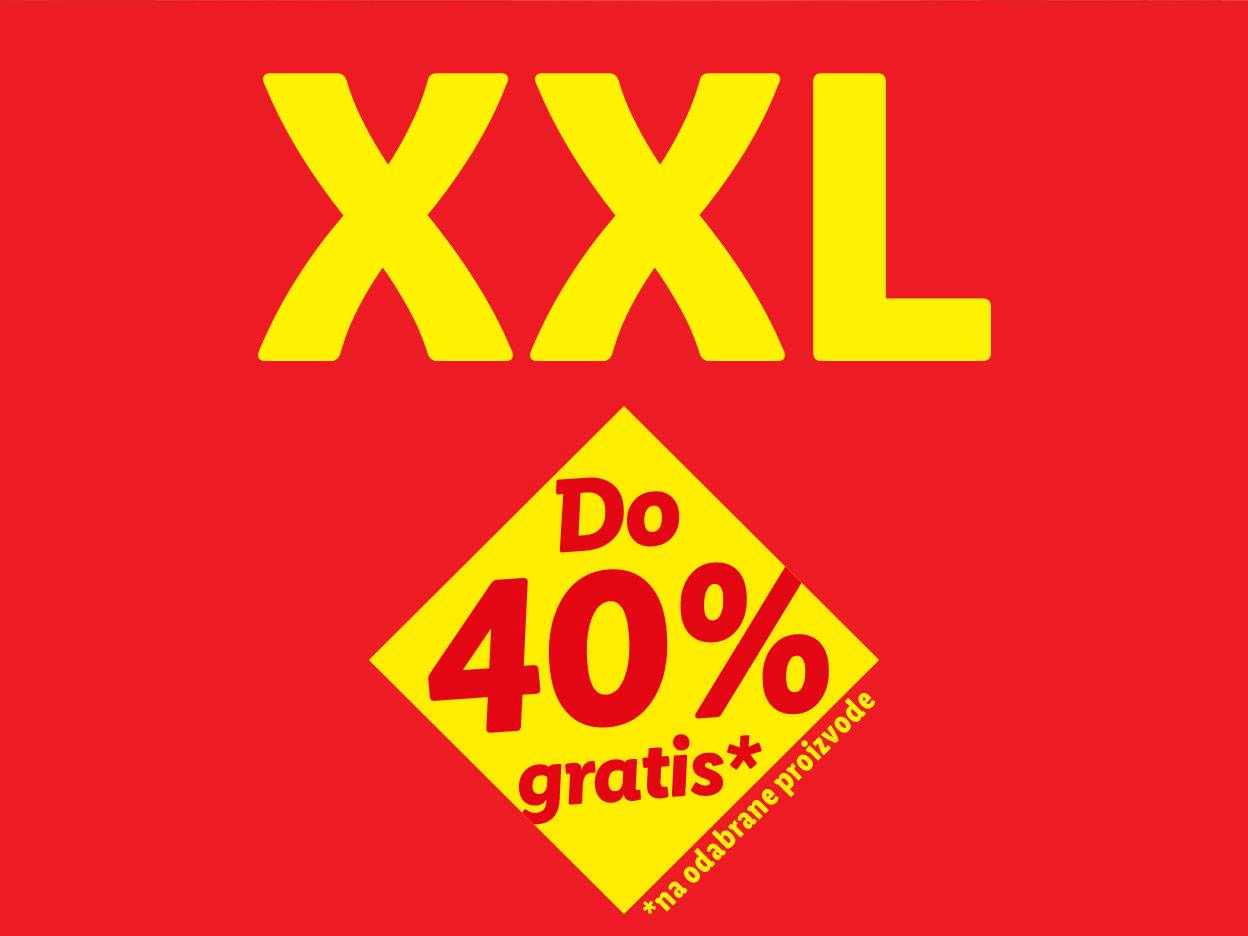 XXL natpis s popustom do 40% na odabrane proizvode.