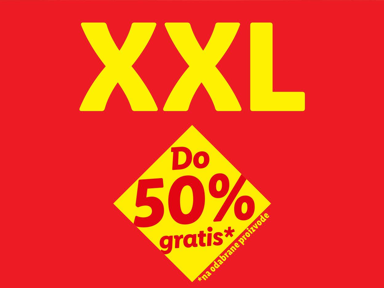 XXL natpis s popustom do 50% na odabrane proizvode.