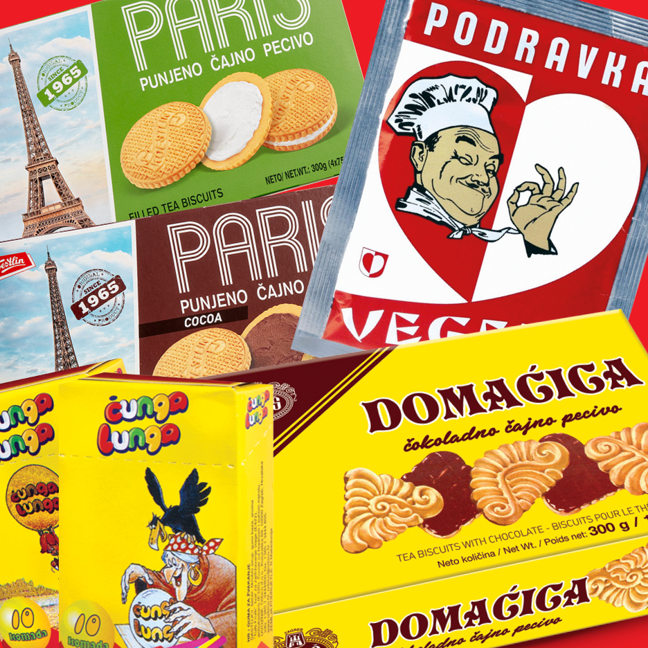 Kolačići Paris, Podravka Vegeta i Domaćica, te žvakaće gume Cunga Lunga.