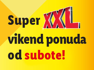Žuti plakat s natpisom „Super XXL vikend ponuda od subote!”