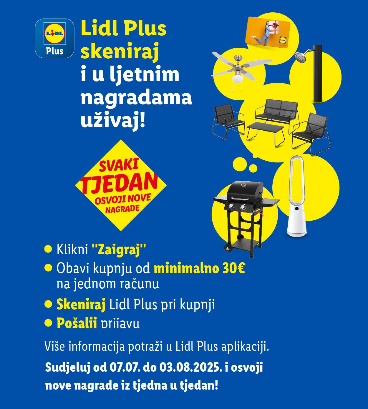 Lidl Plus ljetna nagradna igra: osvoji roštilj, ventilator, vrtni namještaj i još mnogo toga!