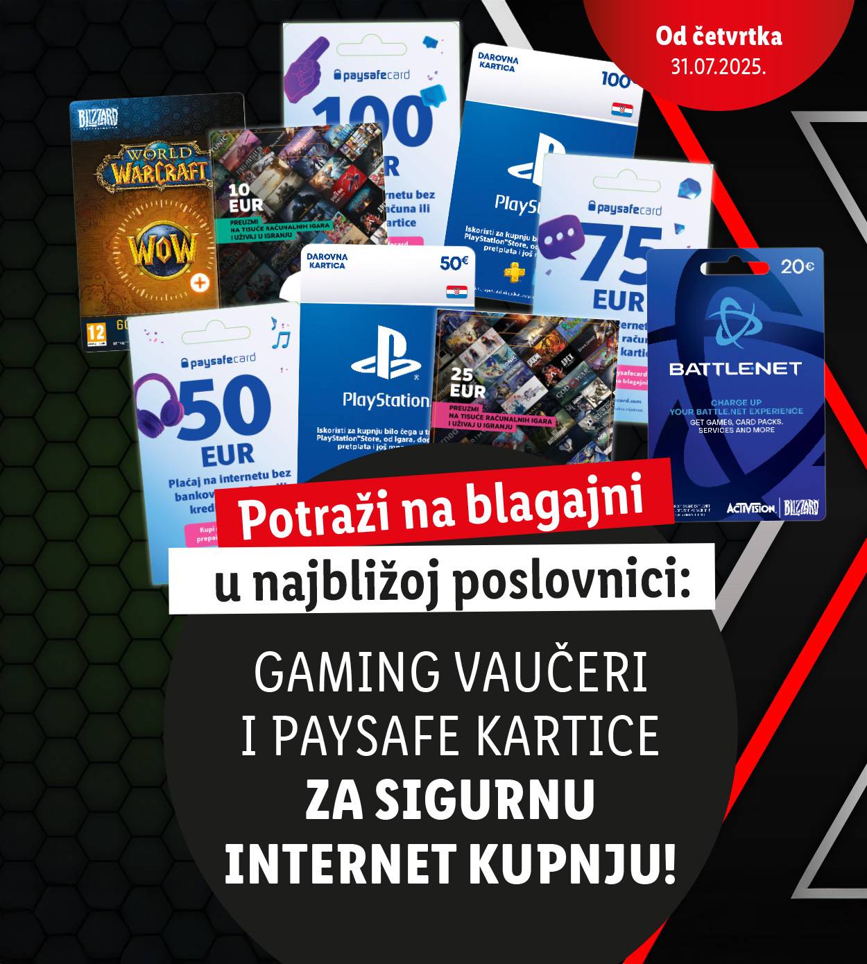 Gaming vaučeri i Paysafe kartice za sigurnu internet kupnju dostupni od 31.07.2025.