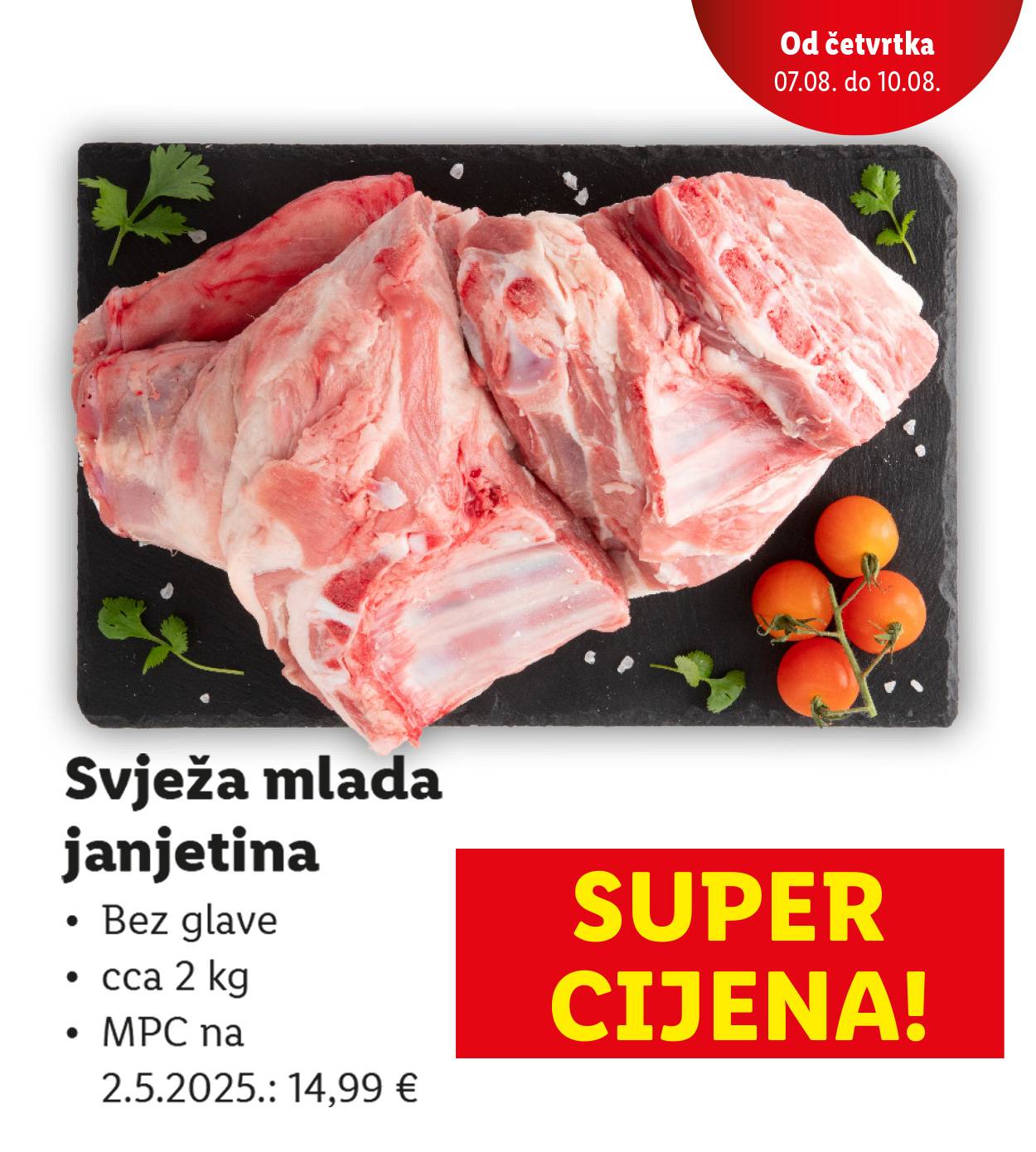 Svježa janjetina bez glave, cca 2 kg, super cijena od 07.08. do 10.08.