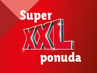 Logo Super XXL ponuda na crvenoj pozadini.